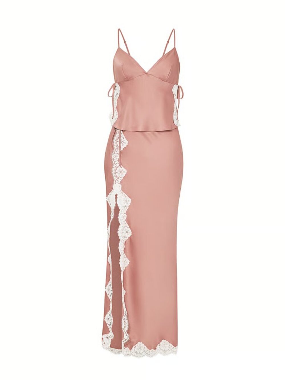 New Victoria’s Secret Satin Rose Lace-Trim Cami Top & Midi Skirt Set